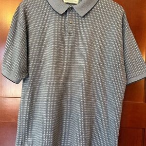 Vintage John Ashford Gray 100%. Cotton Golf Shirt with Textured Knit